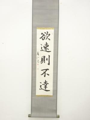 霞江筆　「欲速則不達」一行書　肉筆紙本掛軸